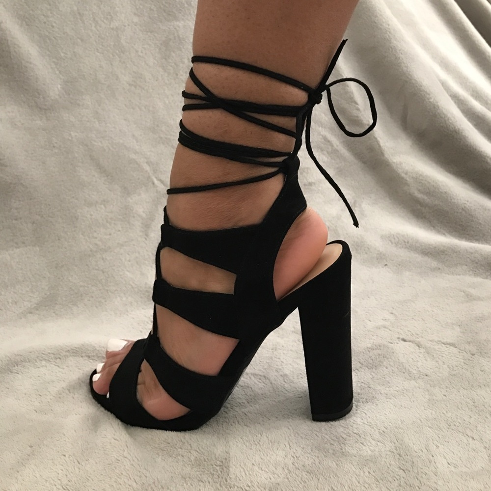 Chunky Lace Up Heels