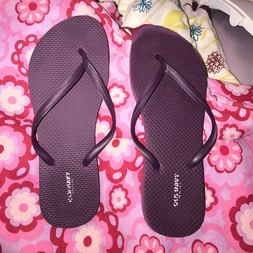 purple flip flops