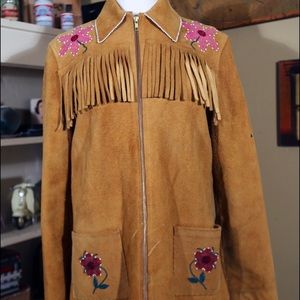 *VINTAGE* TAN SUEDE EMBROIDERED WESTERN JACKET