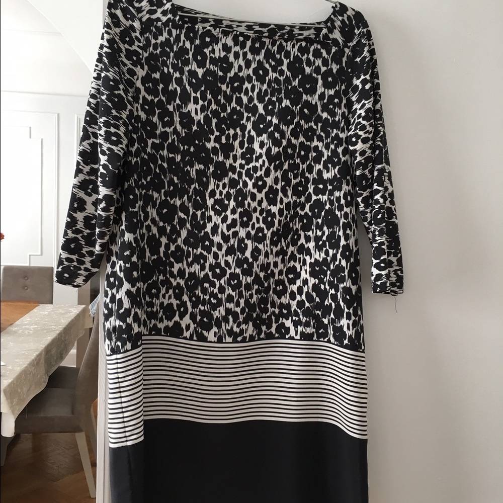 Black and white leopard print shift dress by Zara