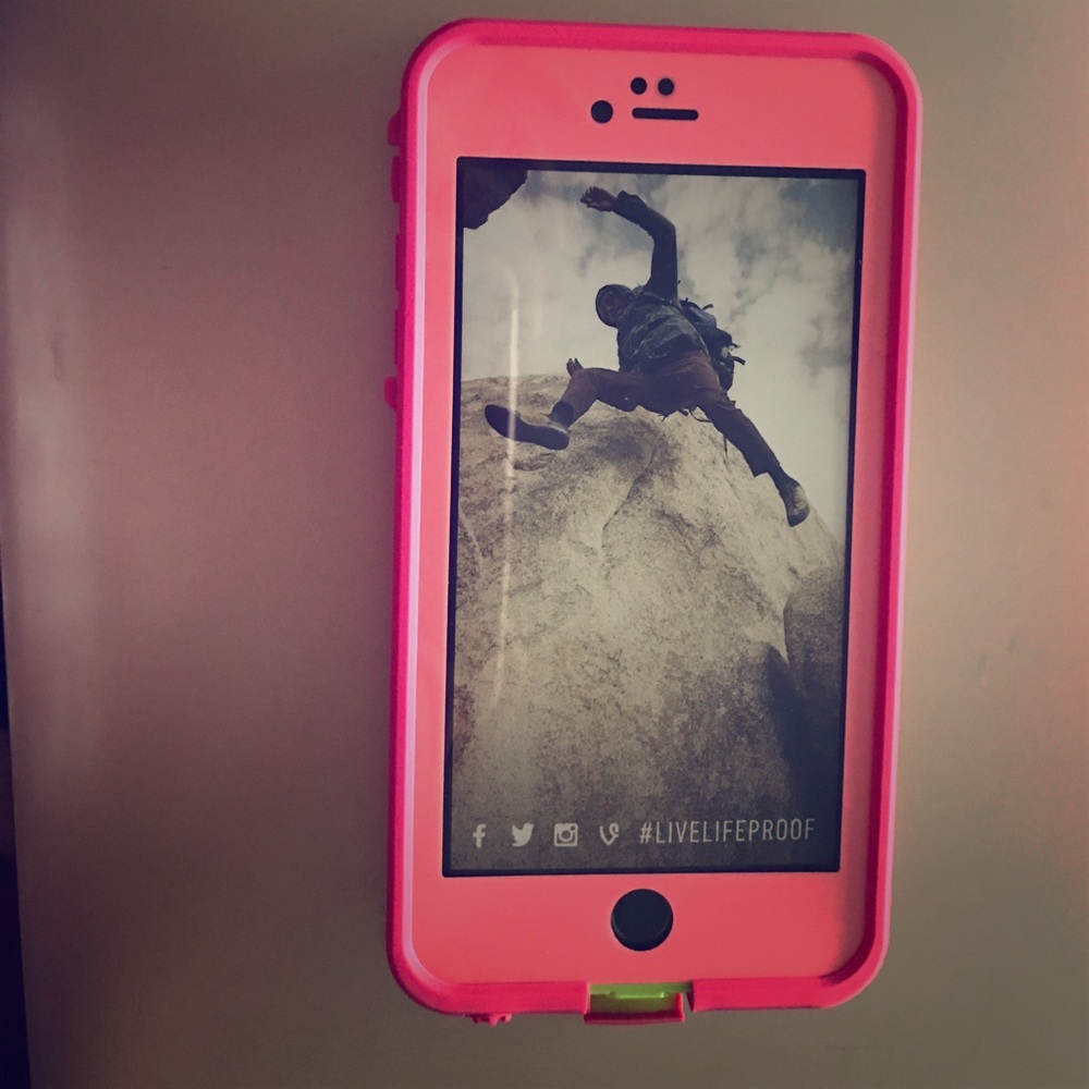 Brand new iphone plus pink/green lifeproof case