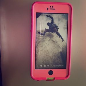 Brand new iphone plus pink/green lifeproof case