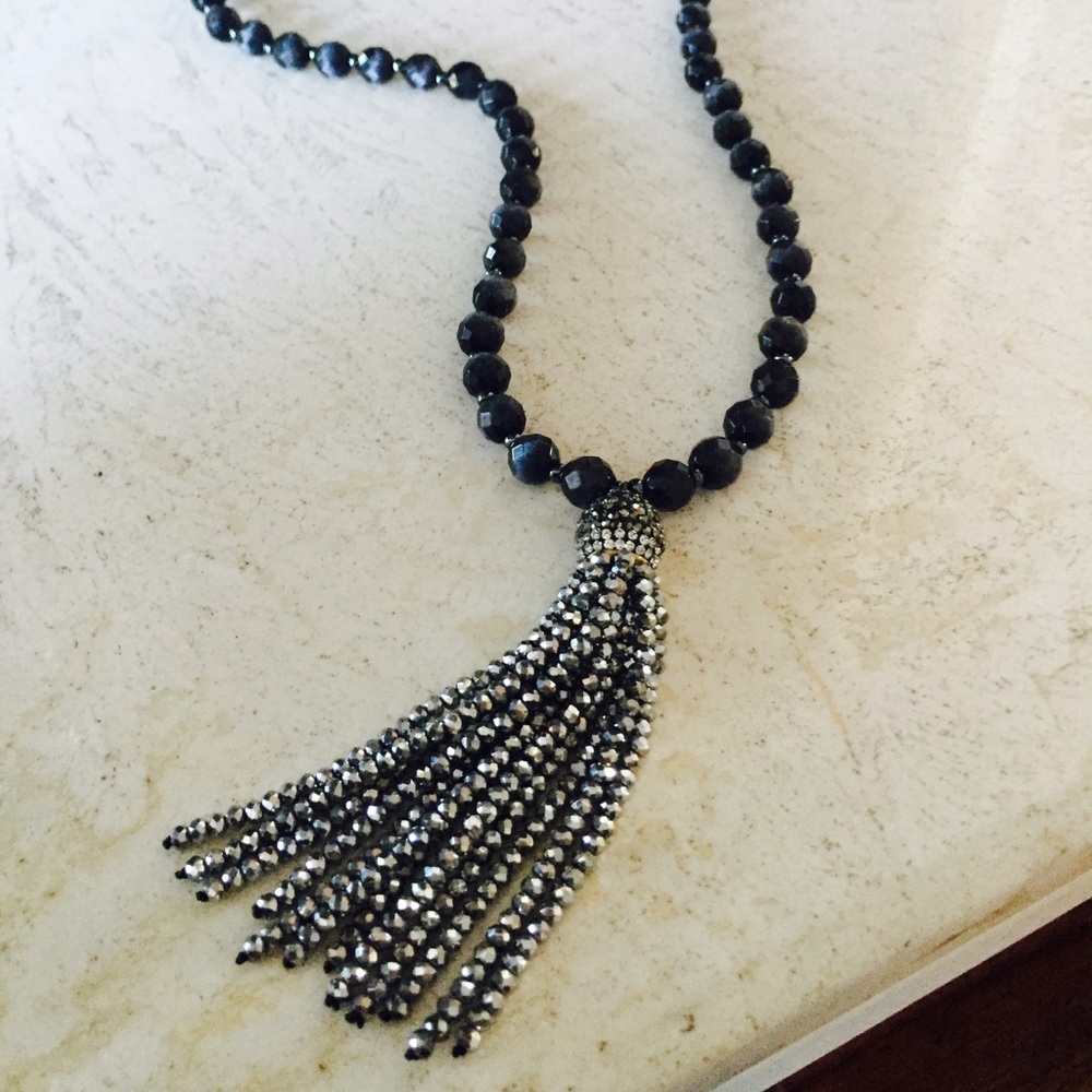 Black onyx with tassel necklace