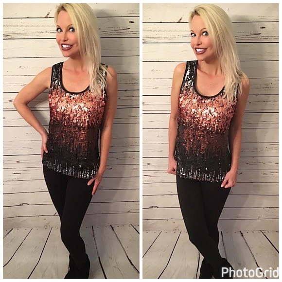 Ombré sequined black tank! - Picture 3 of 5