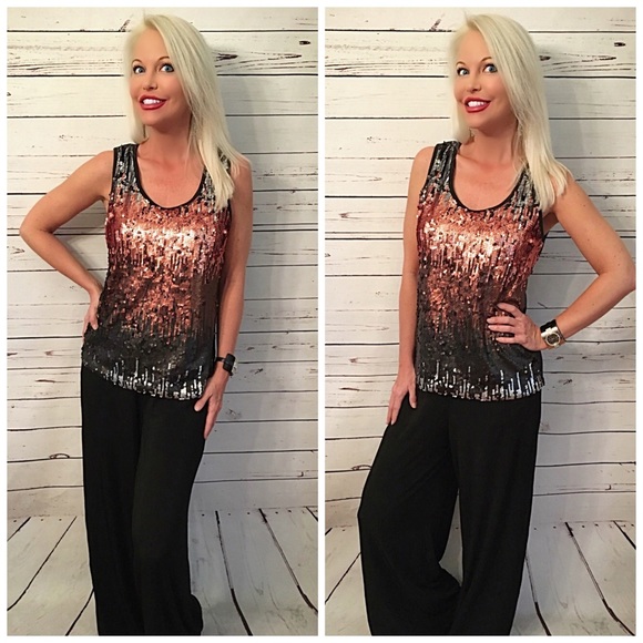 Ombré sequined black tank! - Picture 4 of 5