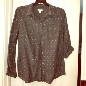 Gray polka dot button down shirt