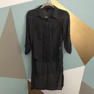 Grey sheer hi-low top