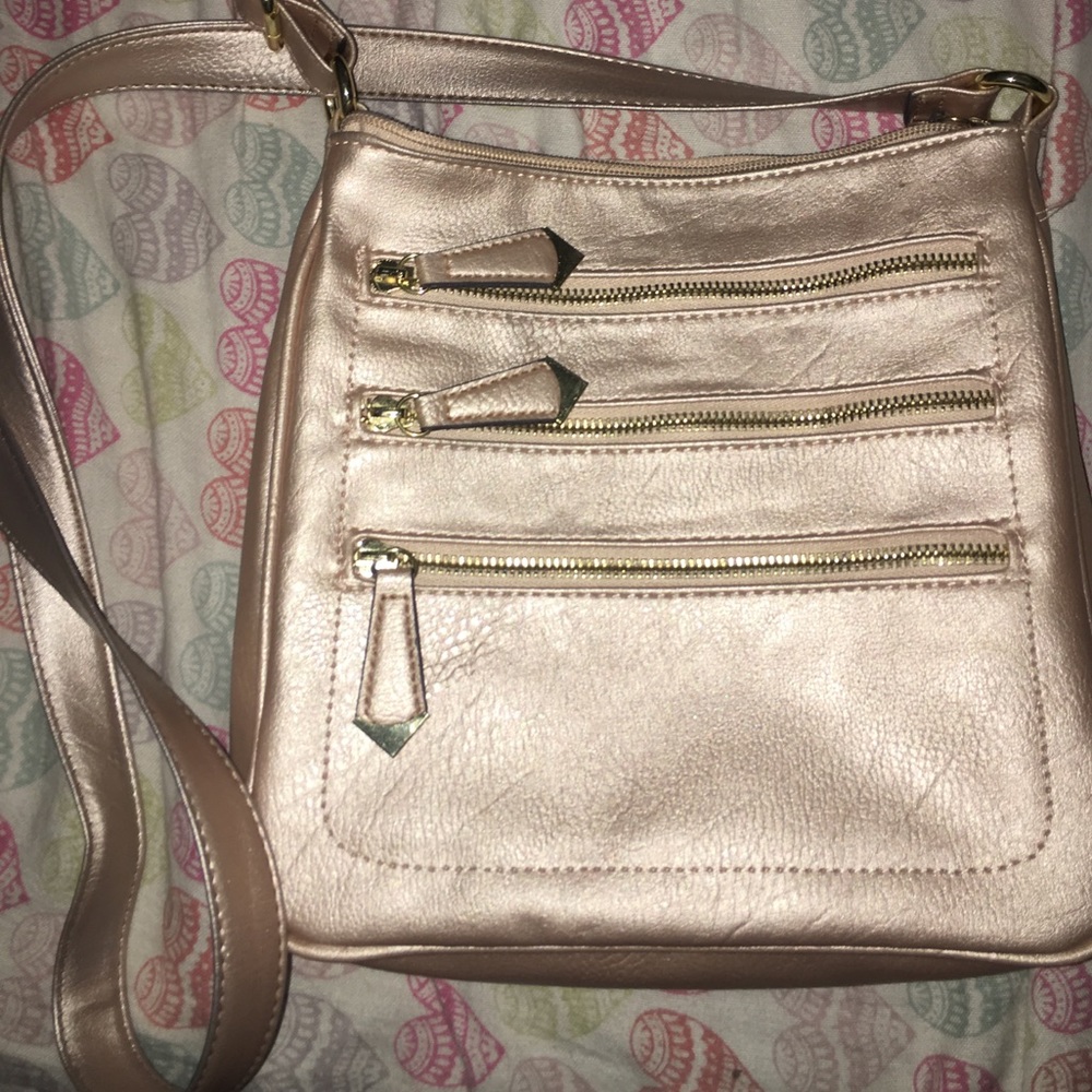 Rose gold cross body bag