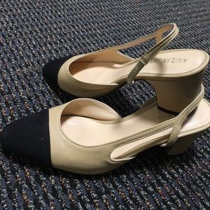 Two tone sling backs