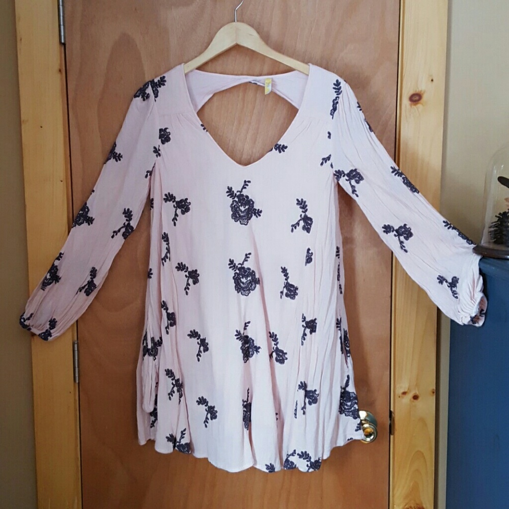 Free people Embroidered Austin Dress pink tunic