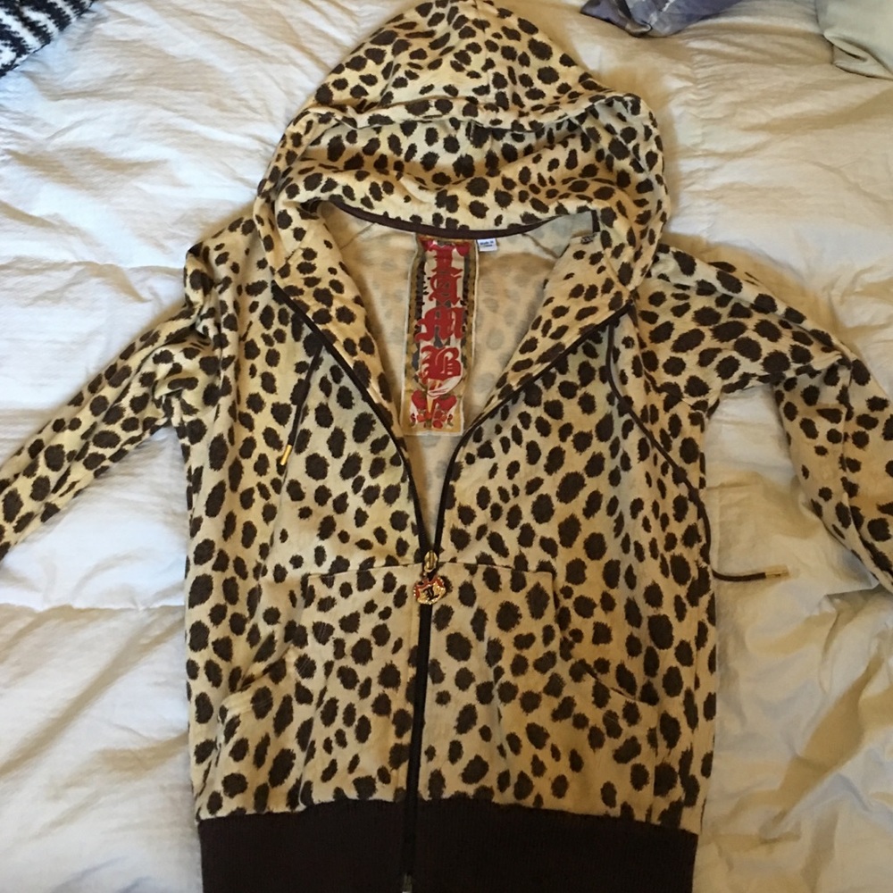 L.A.M.B cheetah print zip hoodie size small