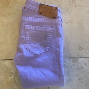 True Religion Size 28 x 25 Purple Capri Jeans
