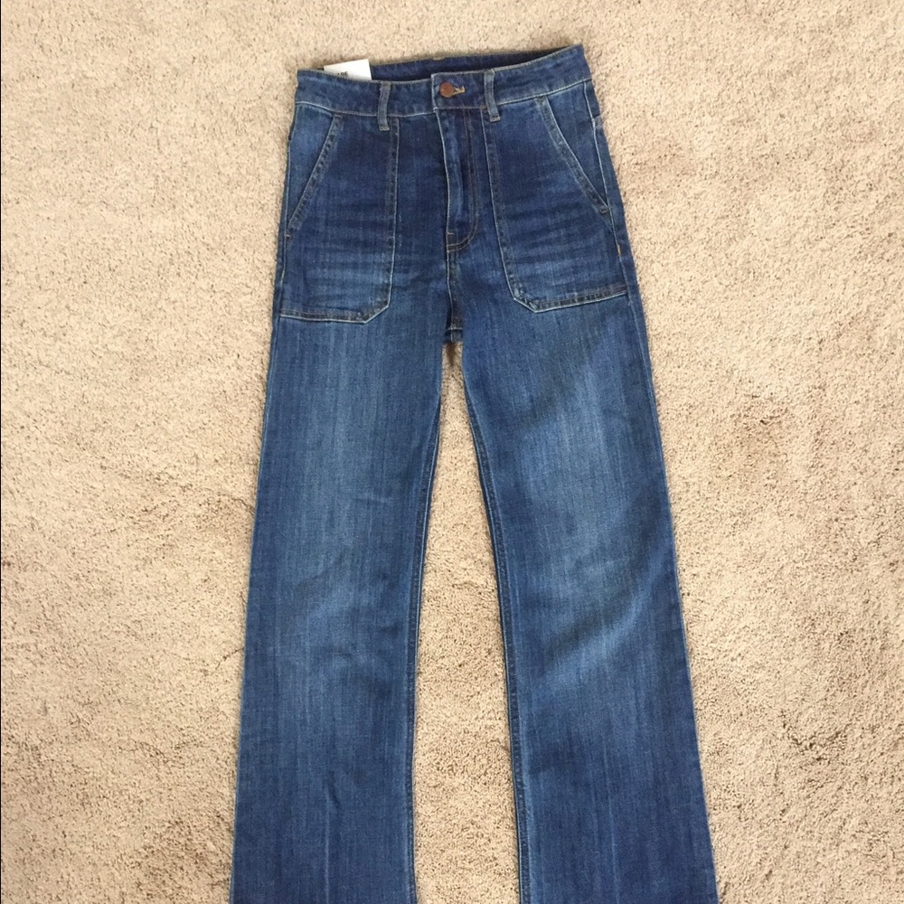 H&M High Waist Denim Flare Jeans