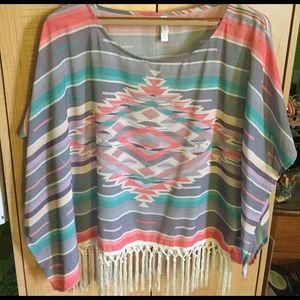 Aztec print winged top