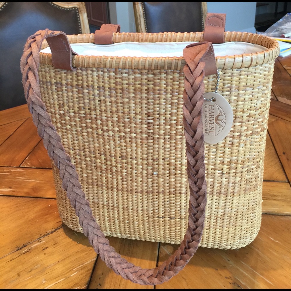 Harvest of Barnstable wicker woven bag.