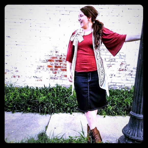 WM Dark Denim NWT Stretch Denim Below Knee Skir - Picture 1 of 3