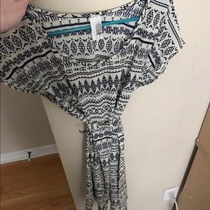 Cream and navy shift dress