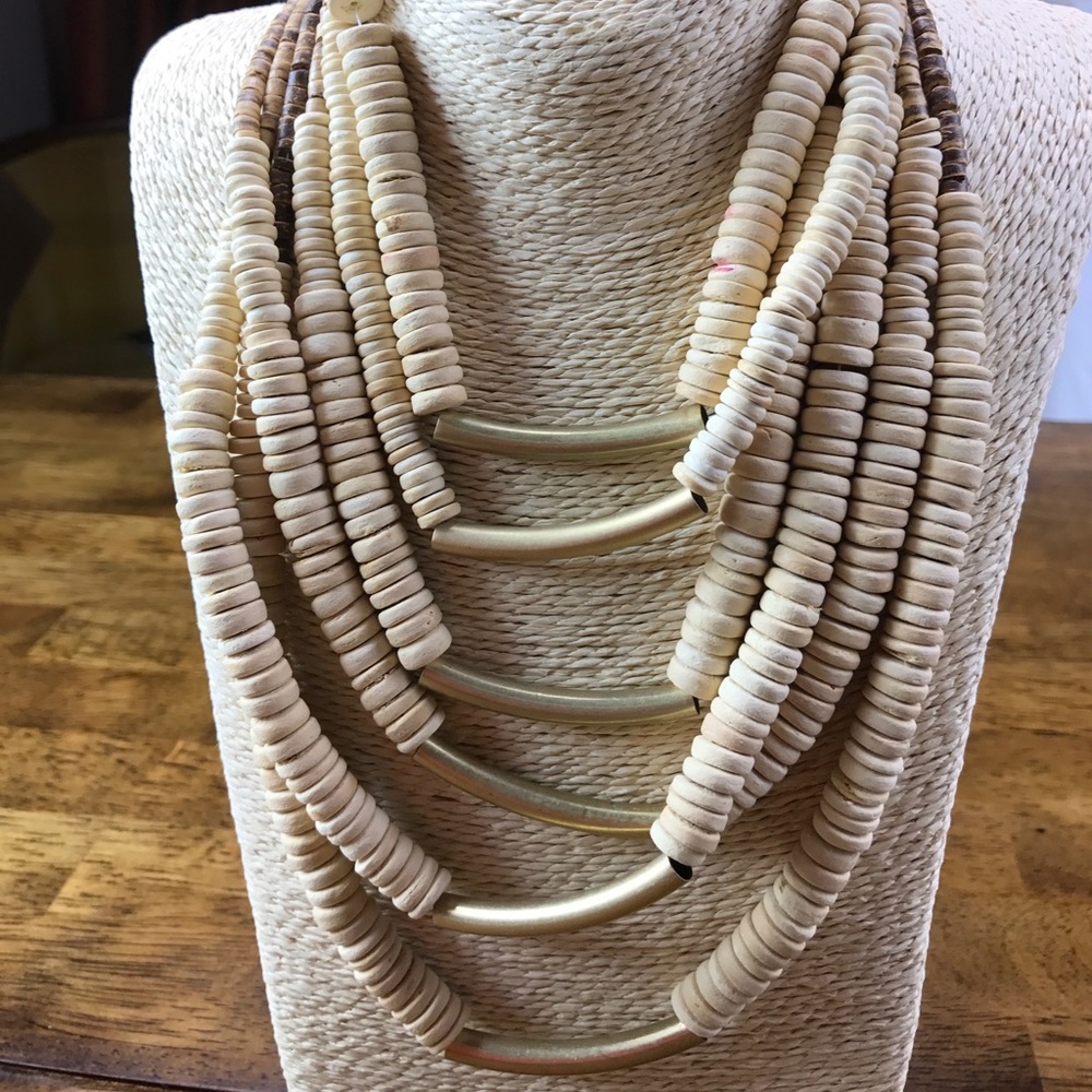 BOHO Multi-strand Wood & Copper Necklace