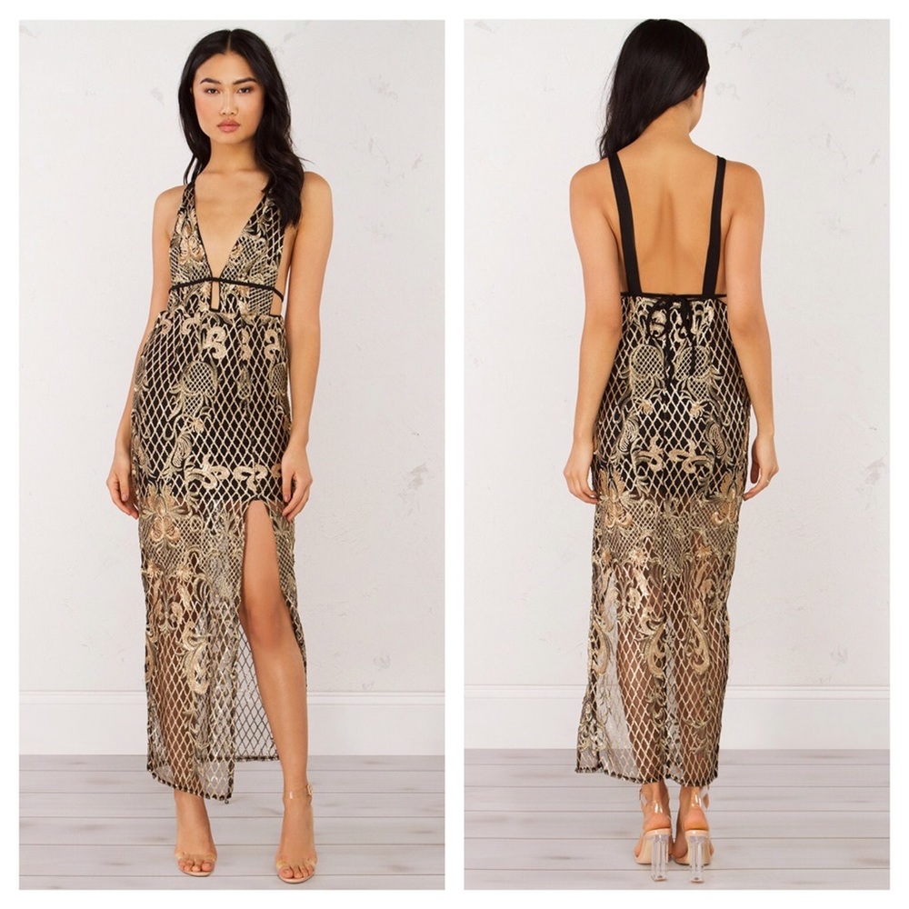 Baroque Lace Maxi Dress