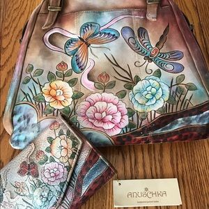 Anushka Hand-Painted Leather Bag and Wallet