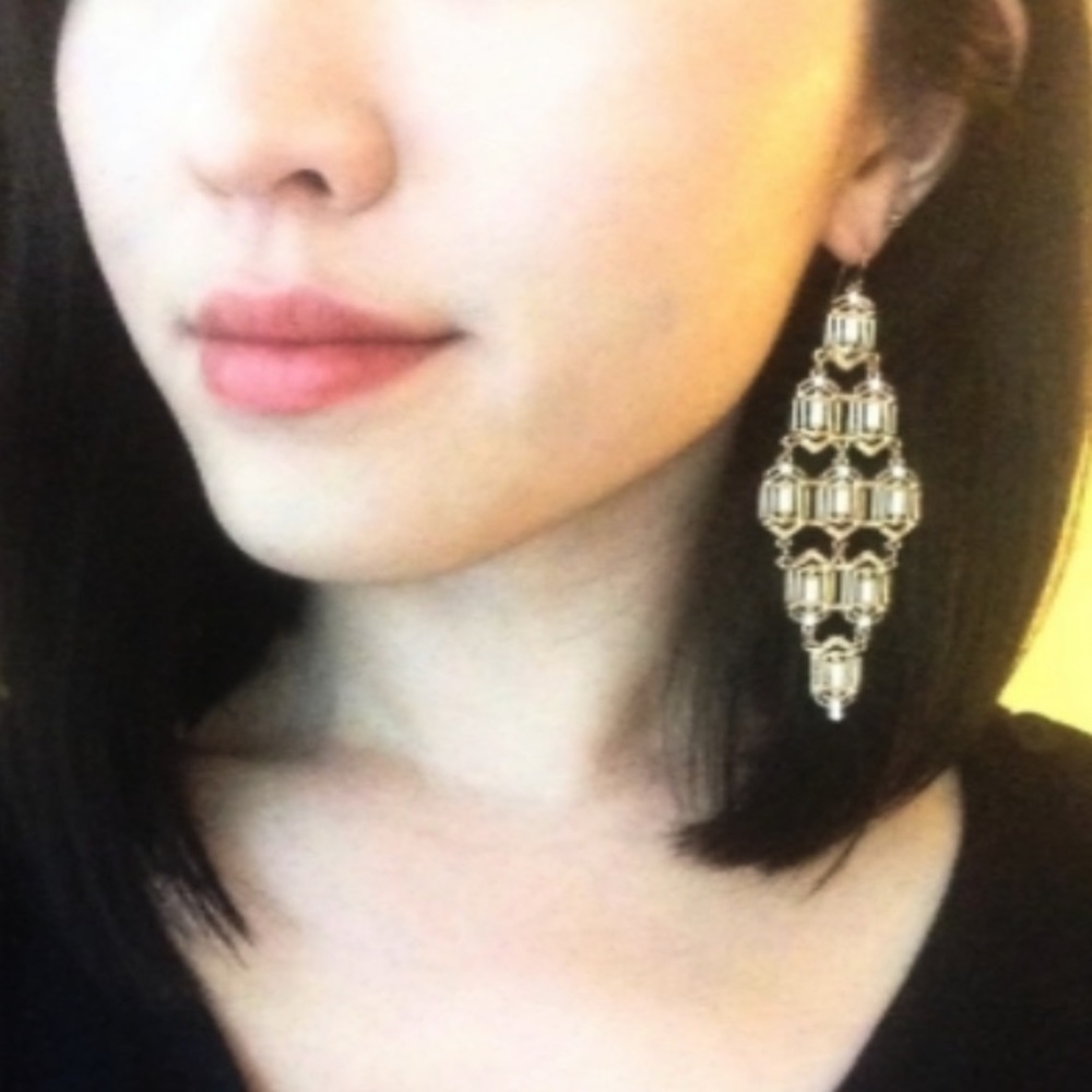 Gold & White Bead Earrings