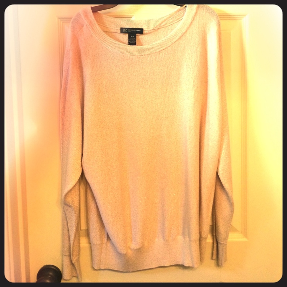INC longer pink slightly metallic sweater