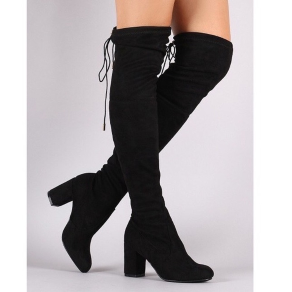 Black thigh high boots