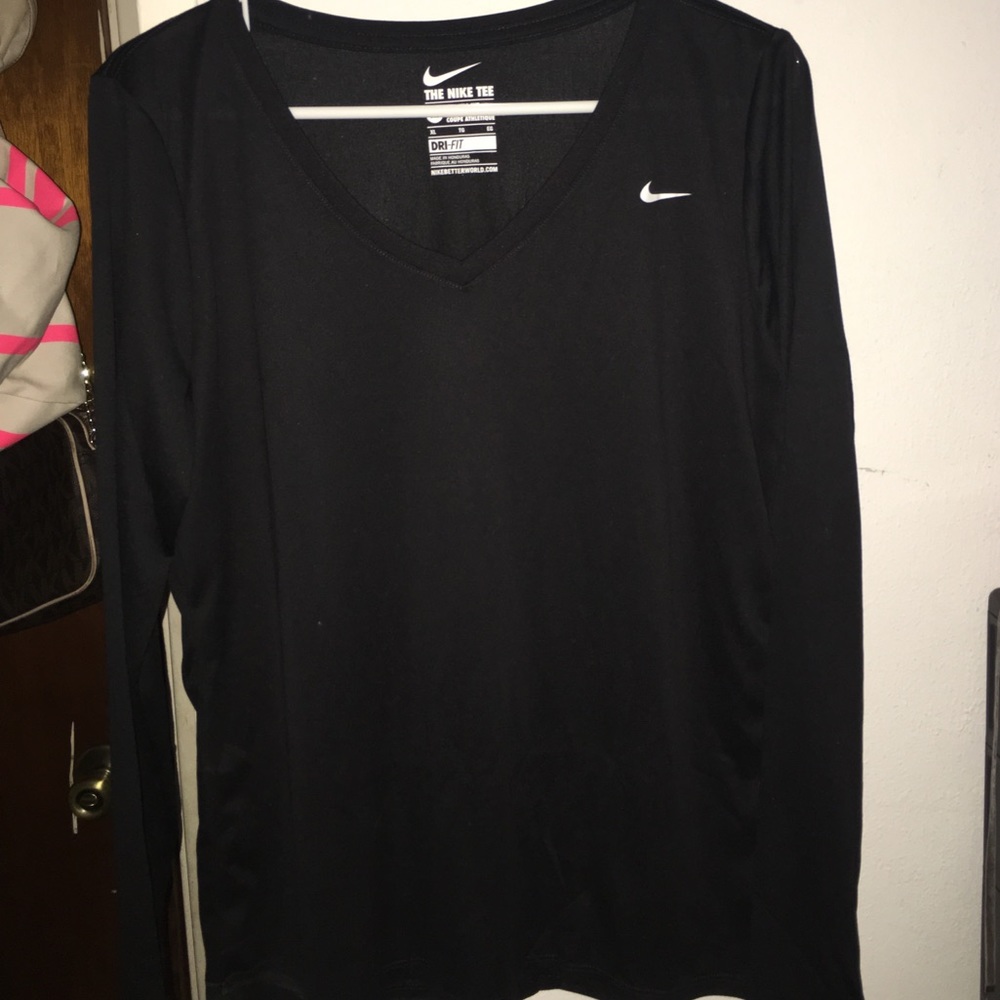 Nike dry fit long sleeve v neck shirt