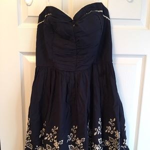Navy blue strapless dress