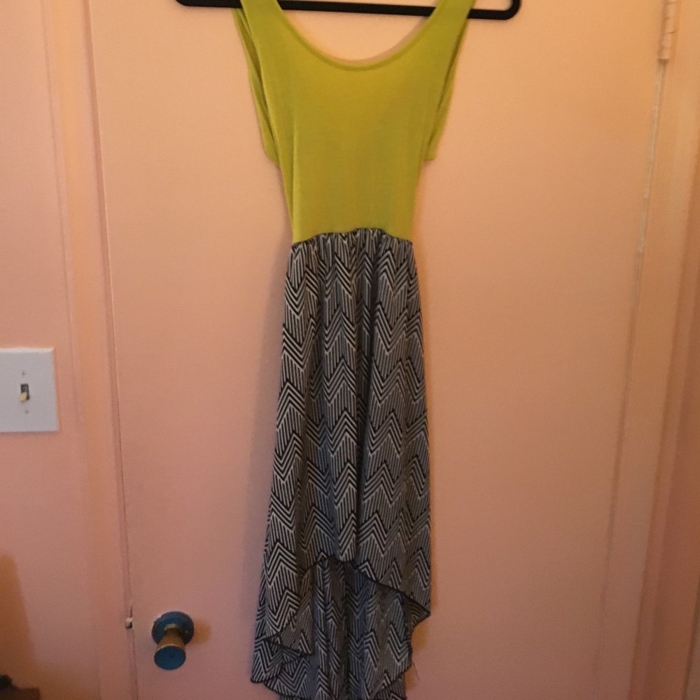 Open back high low patterned dress