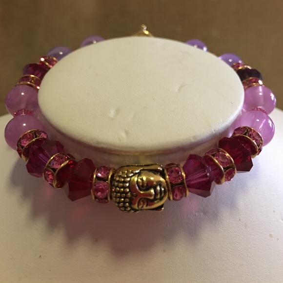 Handmade Swarovski crystal Buddha bracelet - Picture 1 of 3
