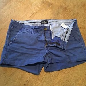 Blue midi cuff shorts