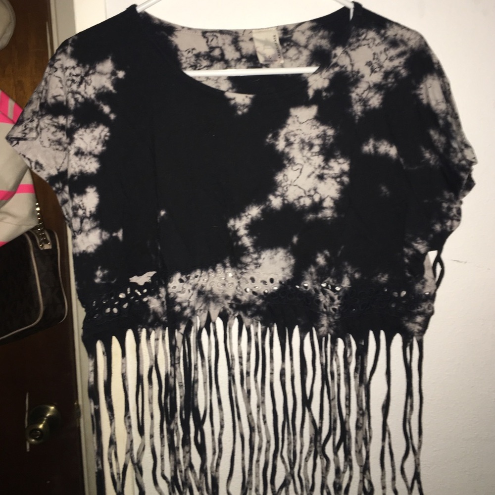 Acid wash fringe  crop top