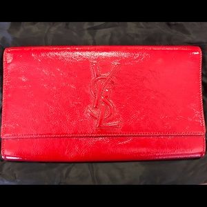 YSL Belle Du Jour Clutch in Red Patent Leather