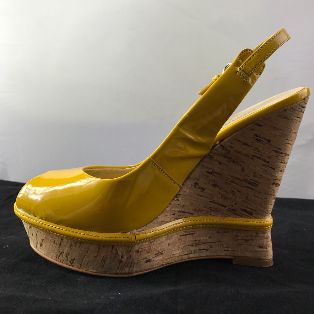 Luxury Rebel Yellow Patent Leather Wedges 7.5