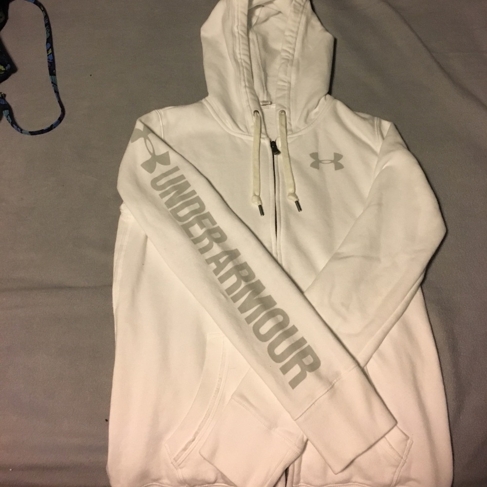 Under Armour white zip up sweatshirt XS(fits s/m)