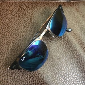 Ray-Ban tortoise club masters with blue lenses