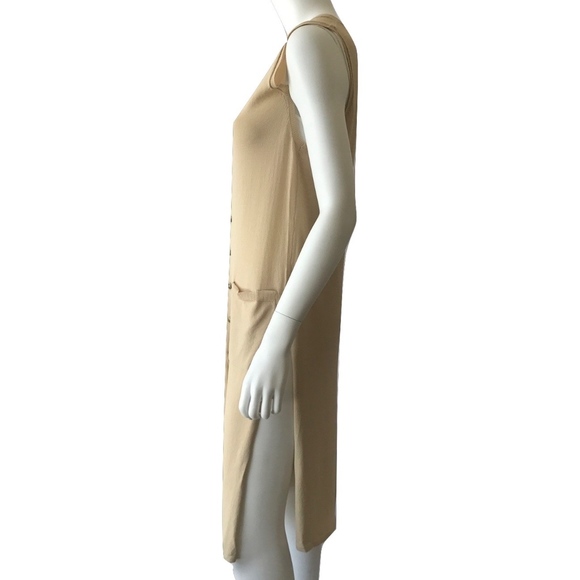 Final Sale Tan Side Slit Pocket Vest - Picture 2 of 4