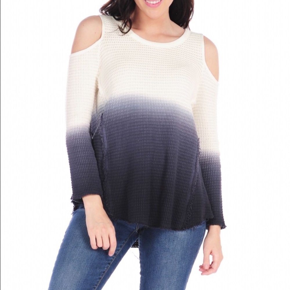 Vintage Havana Dip Dye Cold Shoulder Sweater