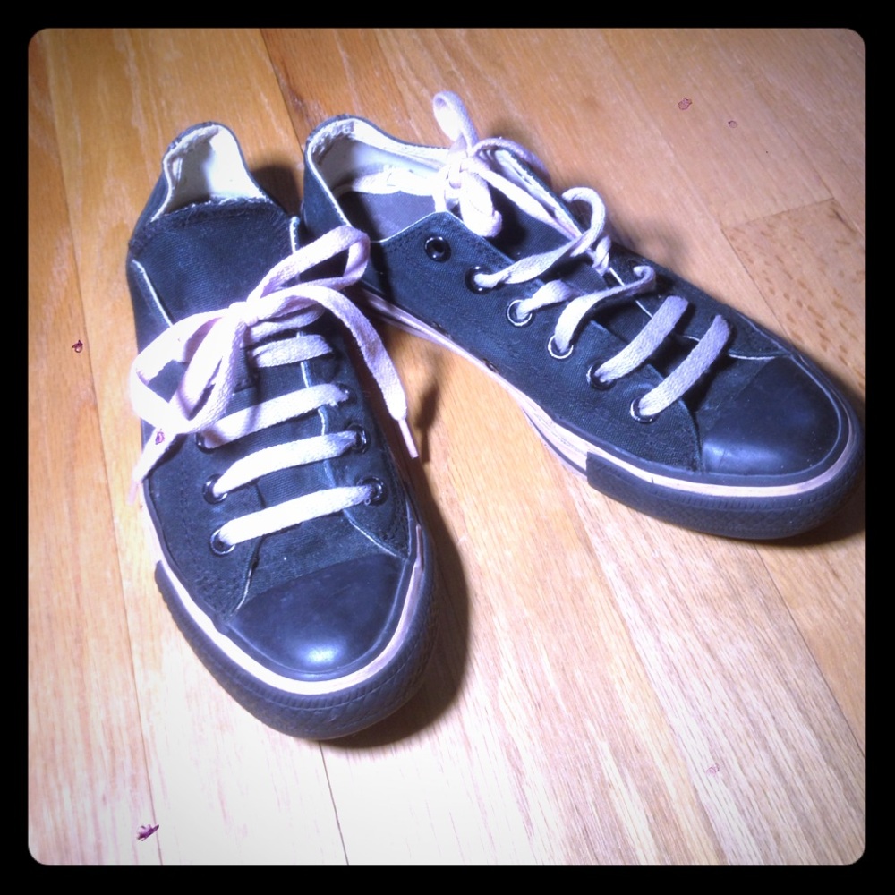 Black and pink Converse sneakers