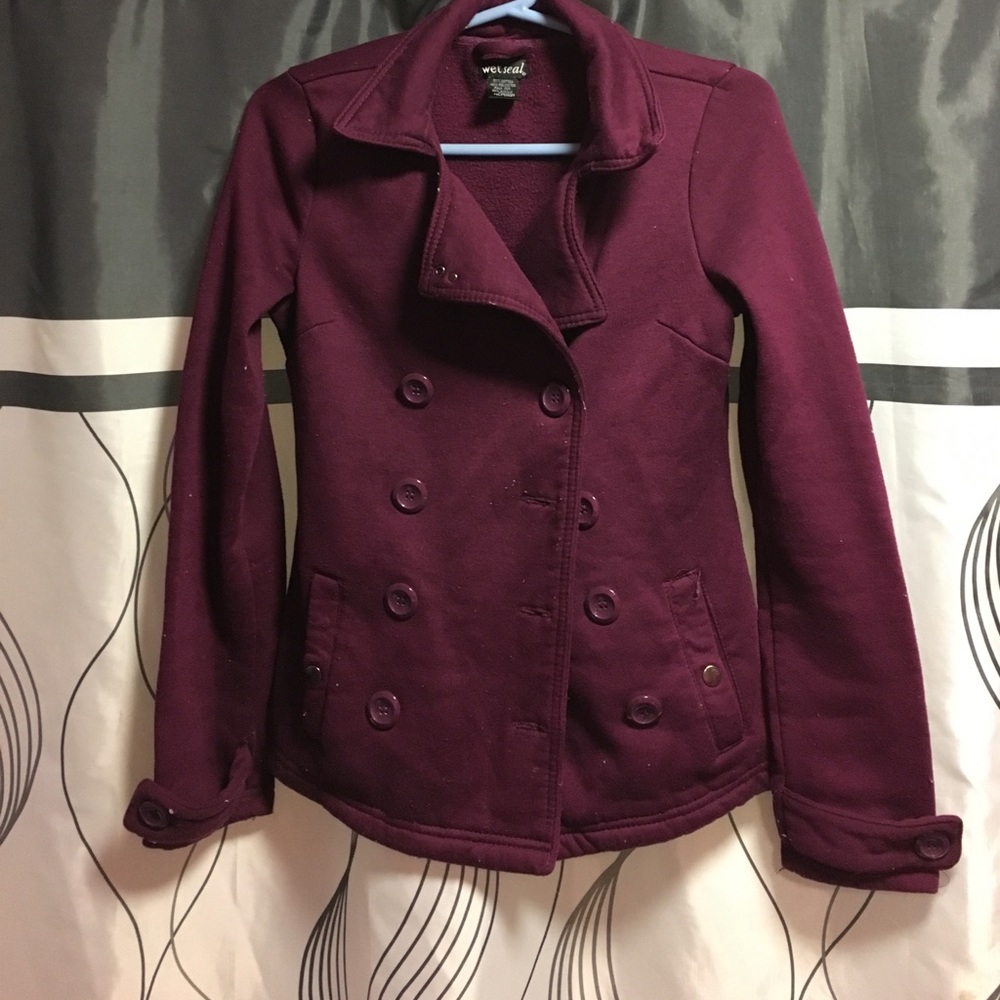 WET SEAL purple Pea Coat, Medium