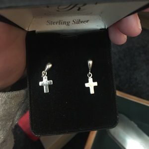 Sterling silver cross earrings.