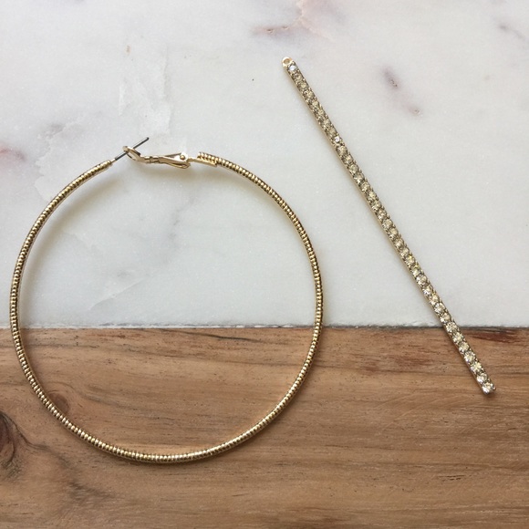 $FIRM$ ✨HP✨ {The Roxanne} Large Bar Hoop Earrings - Picture 3 of 4