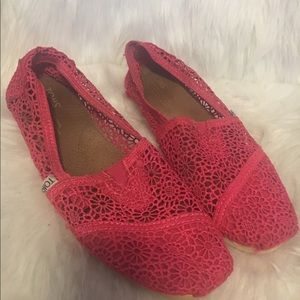 Hot pink lace Toms