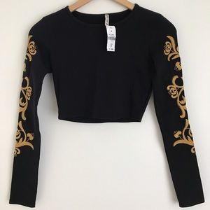 NWT LF Emma & Sam Embroidered Crop Top