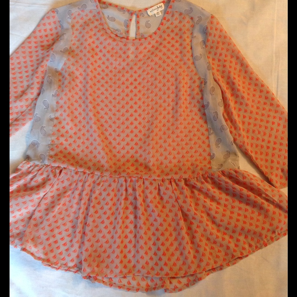 Maison Jules sheer sailboat paisley 3/4 sleeve