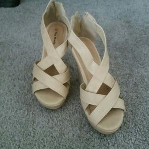Nude Beige Wedges