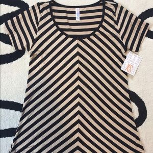 LuLaRoe Classic T XS Tan/Black Stripe