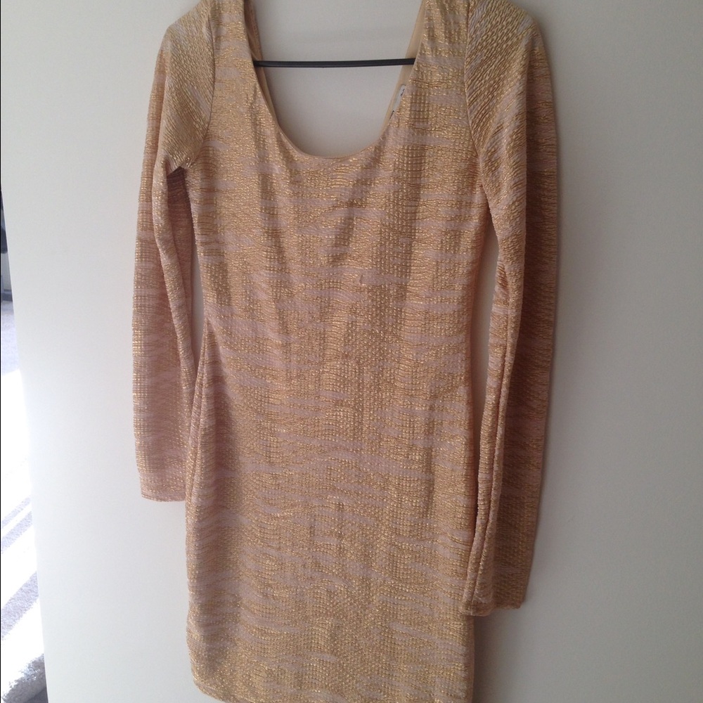 Gold shimmery long sleeve dress from lulus