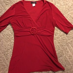 Red slinky empire waist blouse